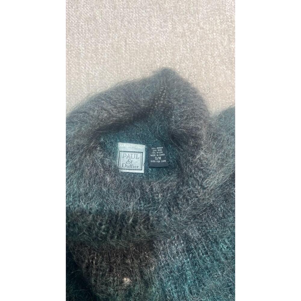 Paul & Duffier Mohair Wool Sweater S/M Fuzzy Dark Green Oversized Pullover - Picture 7 of 7